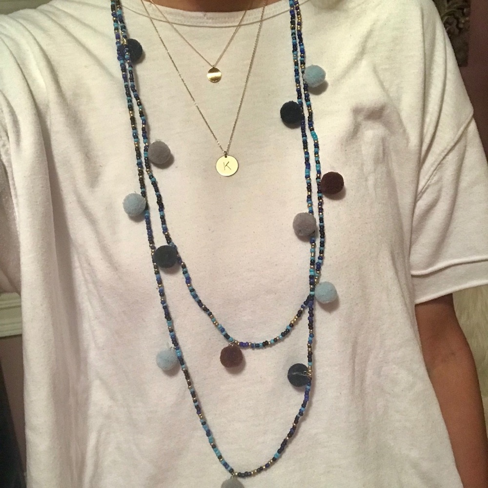 Top Shop Pom Pom Layered Necklace